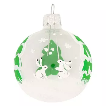 Елочная игрушка шар EleGifts Два зайца