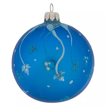 Елочная игрушка шар EleGifts Голубой узор