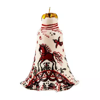 Елочное украшение колокольчик Elpida Мезенская роспись Конь