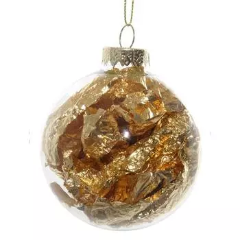 Елочное украшение Shishi Gold Шар прозрачный с золотом, 8см