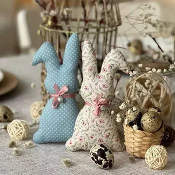 Игрушка текстильная New Years Home Decor Пасха Пара кроликов 16см