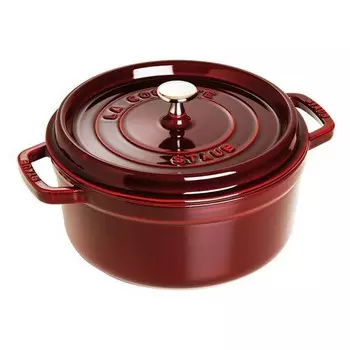 Кастрюля с крышкой чугунная 3,8л Staub, цвет бордовый