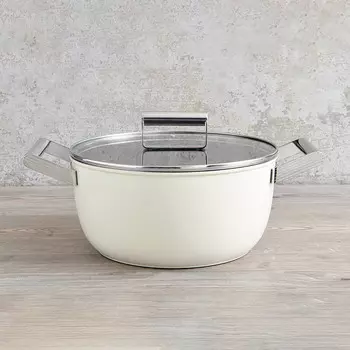 Кастрюля с крышкой Smeg 50’s Style 24см, cream