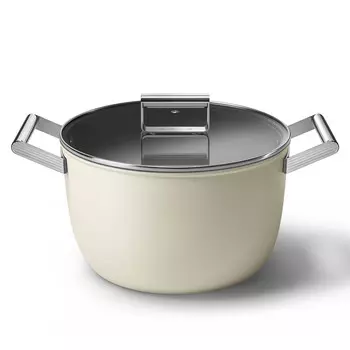 Кастрюля с крышкой Smeg 50’s Style 26см, cream