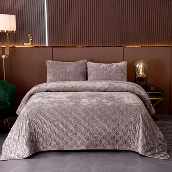 Комплект декоративного текстиля Sofi de Marko Алира: покрывало 240х260 с наволочками 50х70см, бежевый