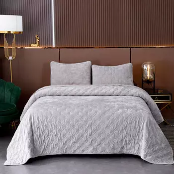 Комплект декоративного текстиля Sofi de Marko Алира: покрывало 240х260 с наволочками 50х70см, серый