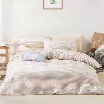 Комплект постельного белья 1,5-спальный Pappel Chessboard pink, розовая клетка