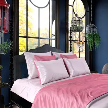 Комплект постельного белья 1,5-спальный без простыни Mollen Total Look двусторонний вишнево-пудровый