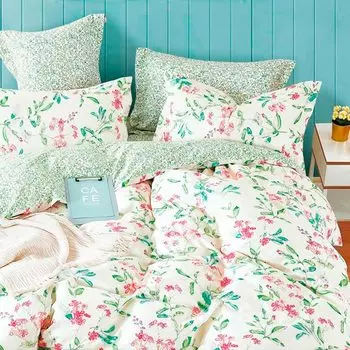 Комплект постельного белья 1,5-спальный Anabella Asabella, цветы на молочном