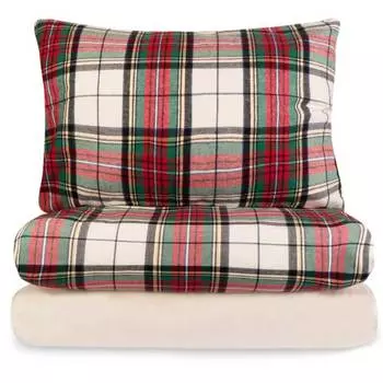 Комплект постельного белья 1,5-спальный Lameirinho Flannel Check Solid Ivory