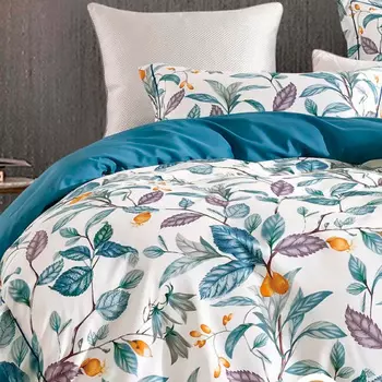 Комплект постельного белья 1,5-спальный Pappel, белый, синий