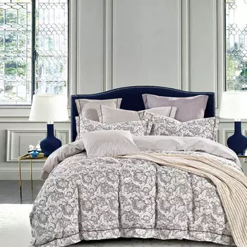 Комплект постельного белья евро Anabella Asabella, узоры на светло-сером