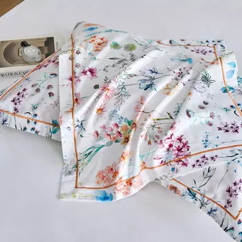 Комплект постельного белья евро Anabella Asabella цветы белом, простыня белая