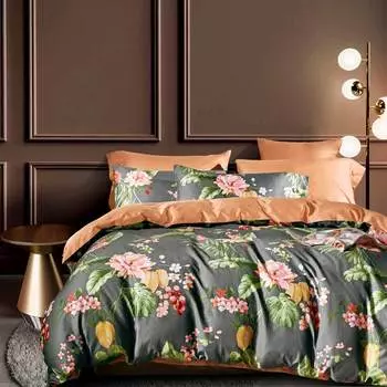 Комплект постельного белья евро Anabella Asabella, серо-бежевый