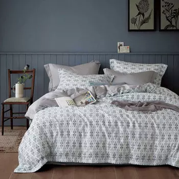 Комплект постельного белья евро Anabella Asabella, узор на молочном