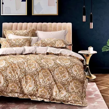 Комплект постельного белья евро Anabella Asabella, узор на темно-бежевом