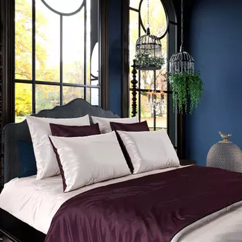 Комплект постельного белья евро без простыни Mollen Total Look двусторонний ежевично-бежевый