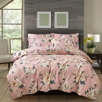 Комплект постельного белья евро Pappel White flowers on pink