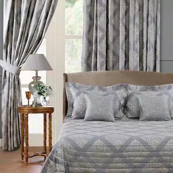 Комплект штор с подхватами Anabella Asabella 2шт, серебристо-серый с узором