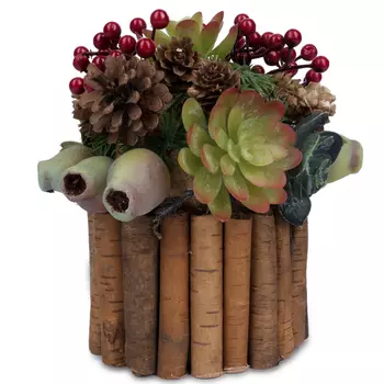 Композиция из цветов и шишек Hogewoning Сinnamon, 20см