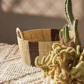 Корзина плетеная круглая Tkano Ethnic Bodhran Chocolate, размер S