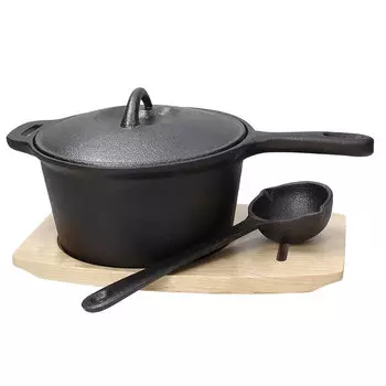 Ковш чугунный Tognana Fusion Taste с половником и деревянной подставкой