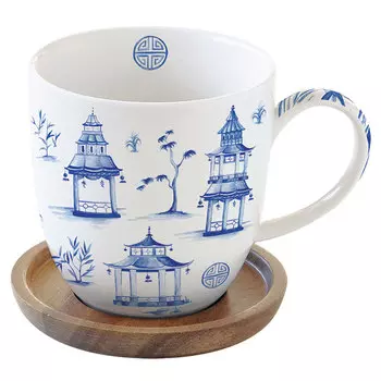 Кружка с подставкой Easy Life Pagoda 350мл, в подарочной упаковке
