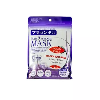 Маска для лица Japan Gals Pure 5 Essential с плацентой, 7шт