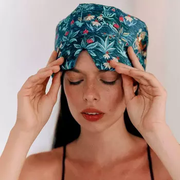 Маска для сна шелковая Mollen Шалость в тёмно-бирюзовом