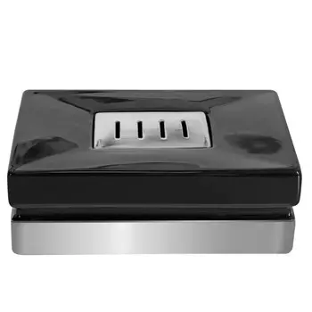 Мыльница Spirella Roma, цвет черный с серебряным