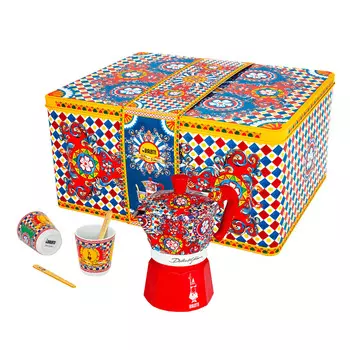 Набор Bialetti Dolce&Gabbana: кофеварка на 2 порции и 2 чашки