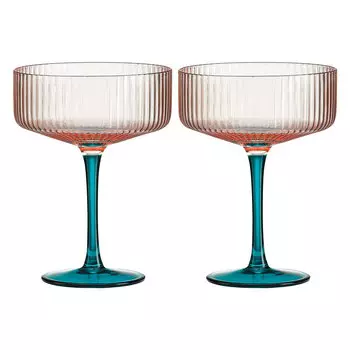 Набор бокалов для коктейля Pozzi Milano 1876 Modern Classic 250мл, 2шт розовый и зеленый