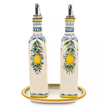 Набор бутылочек для масла на подносе Leoncini Лимоны