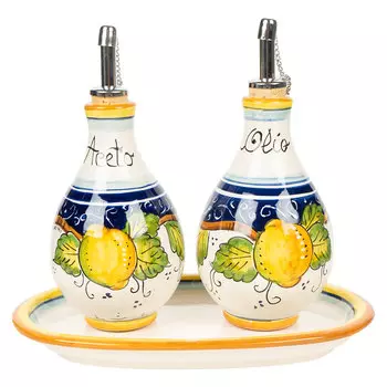 Набор бутылочек для масла на подносе Leoncini Лимоны, 2шт