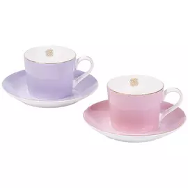 Набор чашек с блюдцами Top Art Studio Империал 250мл, 2 шт Лавандовый &amp; Чайной розы