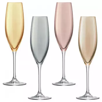 Набор из 4 бокалов-флейт Polka 225 мл металлик