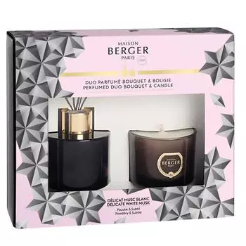 Набор Maison Berger Черный кристалл. Диффузор и свеча с ароматом Белый мускус