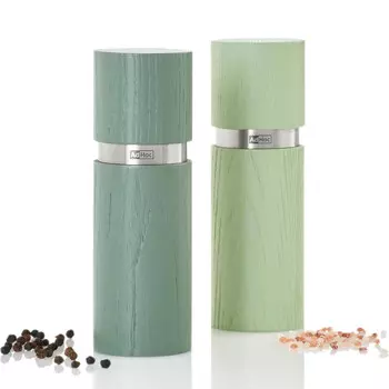 Набор мельниц для перца и соли Adhoc Textura 2шт, цвет темно-зеленый и светло-зеленый