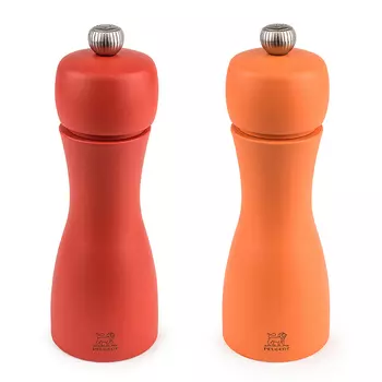 Набор мельниц для соли и перца Peugeot Tahiti set, цвет коралловый и оранжевый