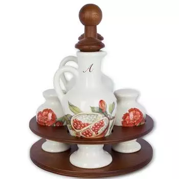 Набор Nuova Cer Melograno для специй и масла на подставке