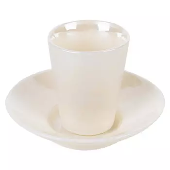 Набор стаканов с блюдцами Yalos Metallica слоновая кость и перламутр