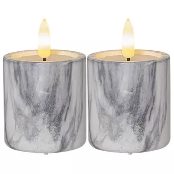 Набор свечей LED 9x5,5см Star Trading AB Christmas Flamme Marble, 2шт