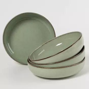 Набор тарелок глубоких Kutahya Pearl 20см 4шт, зеленый