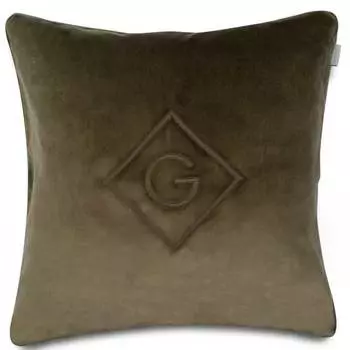 Наволочка декоративная Gant Home Velvet G, цвет темно-зеленый