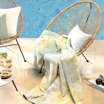 Плед Biederlack Swimming Pool, мятный с желтым