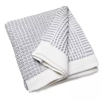 Плед Gant Home Hook Knit, белый с голубым