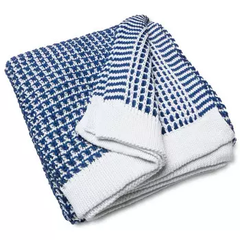 Плед Gant Home Hook Knit, белый с синим