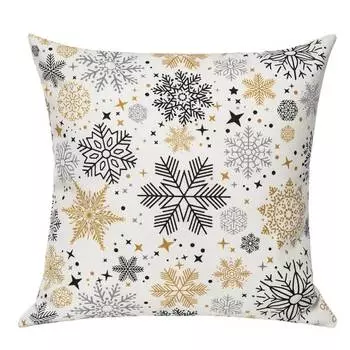 Подушка декоративная Elpida Снежинки серо-золотые