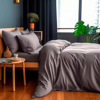 Простыня евро 240x290см Pappel, цвет серый