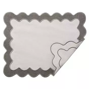 Салфетка под приборы Tkano Trendy Ruffles с контрастным кантом серого цвета